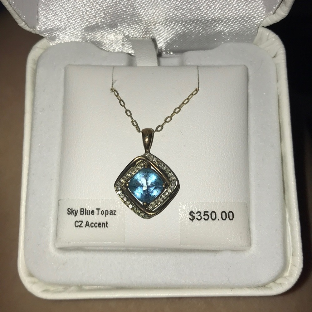 Sky blue topaz w/ CZ accent